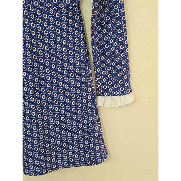 Brooks Brothers Floral Long Sleeve Dress Girls Size Large Blue Red White Ruffle - Picture 7 of 10